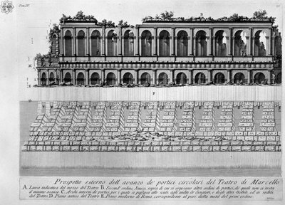 Theater van Marcellus door Giovanni Battista Piranesi